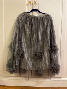 Elegant Gray Tulle A-Line Skirt